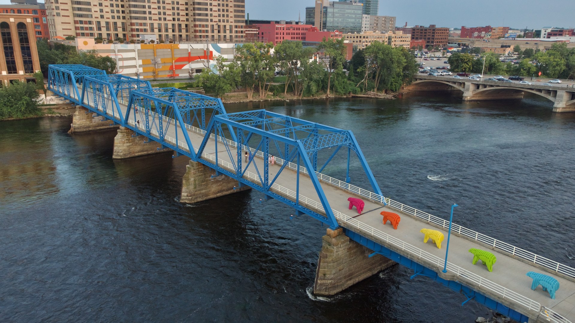 The Blue Bridge over the Grand River in downtown Grand Rapids